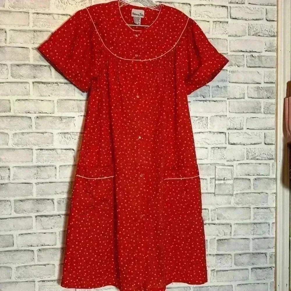 Vintage Helen Of Troy House Coat Mumu Red Size‎ M Excellent Condition pockets